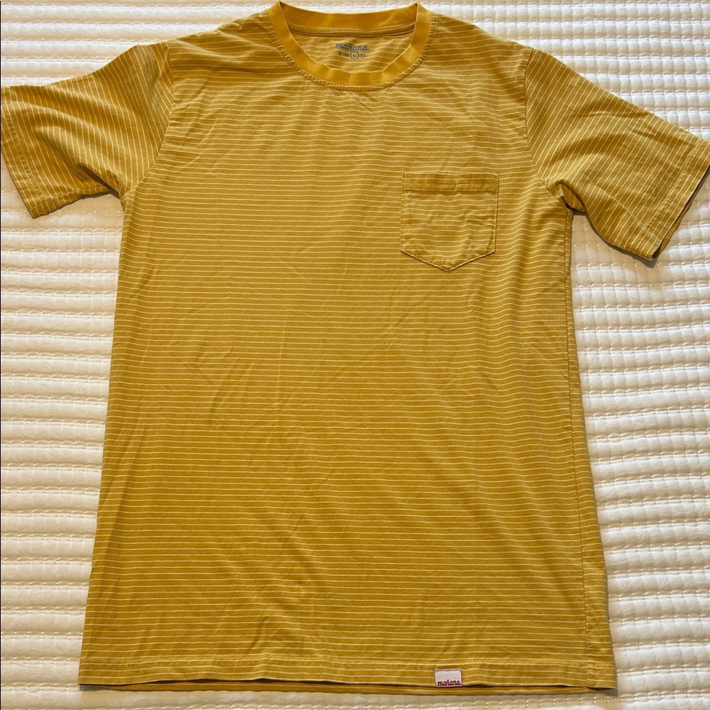 Casual Striped Pocket Tee - Yellow - Unknown Brand